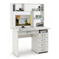 Письменный стол Лайт-5Я с надстройкой-Белый