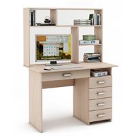 Письменный стол Лайт-5Я с надстройкой-Дуб-молочный