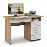 Письменный стол Лайт-5Я-Дуб-сонома/Белый