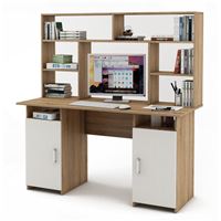 Письменный стол Лайт-6 с надстройкой-Дуб-сонома/Белый