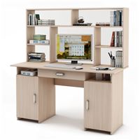 Письменный стол Лайт-6Я с надстройкой-Дуб-молочный