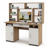 Письменный стол Лайт-6Я с надстройкой-Дуб-сонома/Белый