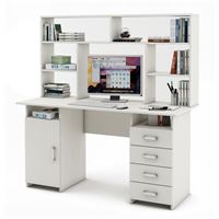 Письменный стол Лайт-7 с надстройкой-Белый