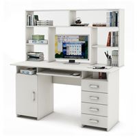 Письменный стол Лайт-7К с надстройкой-Белый