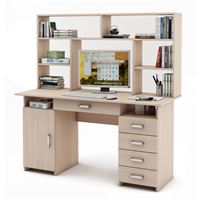 Письменный стол Лайт-7Я с надстройкой-Дуб-молочный