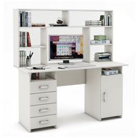 Письменный стол Лайт-8 с надстройкой-Белый