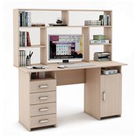 Письменный стол Лайт-8 с надстройкой-Дуб-молочный