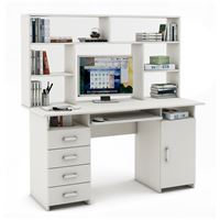 Письменный стол Лайт-8К с надстройкой-Белый