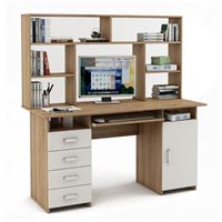 Письменный стол Лайт-8К с надстройкой-Дуб-сонома/Белый