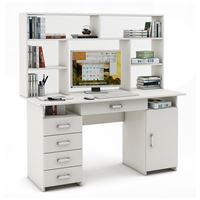 Письменный стол Лайт-8Я с надстройкой-Белый