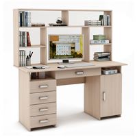 Письменный стол Лайт-8Я с надстройкой-Дуб-молочный