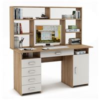 Письменный стол Лайт-8Я с надстройкой-Дуб-сонома/Белый