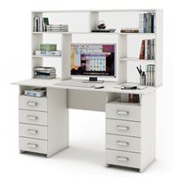 Письменный стол Лайт-9 с надстройкой-Белый