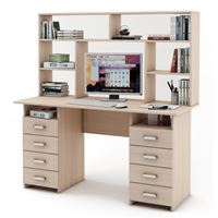 Письменный стол Лайт-9 с надстройкой-Дуб-молочный