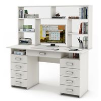 Письменный стол Лайт-9Я с надстройкой-Белый