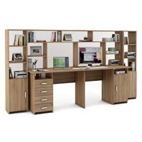 Уголок школьника Лайт-14 с надстройкой  (СТЛТ-1 + ПСЛТ-14-СН + СТЛТ-1)-Дуб сонома