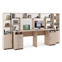 Уголок школьника Лайт-14 с надстройкой  (СТЛТ-1 + ПСЛТ-14-СН + СТЛТ-1)-Дуб-молочный