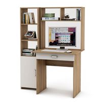 Уголок школьника Лайт-1Я с надстройкой (ПСЛТ-1Я-СН + СТЛТ-1)-Дуб-сонома/Белый