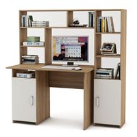 Уголок школьника Лайт-2 с надстройкой  (ПСЛТ-2-СН + СТЛТ-1)-Дуб-сонома/Белый