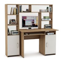 Уголок школьника Лайт-3К с надстройкой (ПСЛТ-3К-СН + СТЛТ-1)-Дуб-сонома/Белый