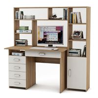 Уголок школьника Лайт-4Я с надстройкой (ПСЛТ-4Я-СН + СТЛТ-1)-Дуб-сонома/Белый