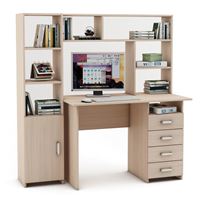 Уголок школьника Лайт-5 с надстройкой  (ПСЛТ-5-СН + СТЛТ-1)-Дуб-молочный