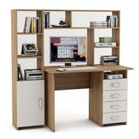 Уголок школьника Лайт-5 с надстройкой  (ПСЛТ-5-СН + СТЛТ-1)-Дуб-сонома/Белый