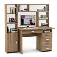 Уголок школьника Лайт-5Я с надстройкой (ПСЛТ-5Я-СН + СТЛТ-1)-Дуб сонома