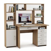 Уголок школьника Лайт-5Я с надстройкой (ПСЛТ-5Я-СН + СТЛТ-1)-Дуб-сонома/Белый