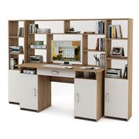 Уголок школьника Лайт-6Я с надстройкой (СТЛТ-1 + ПСЛТ-6Я-СН + СТЛТ-1)-Дуб-сонома/Белый