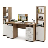 Уголок школьника Лайт-7 (СТЛТ-1 + ПСЛТ-7 + СТЛТ-1)-Дуб-сонома/Белый