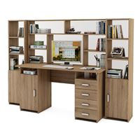 Уголок школьника Лайт-7 с надстройкой  (СТЛТ-1 + ПСЛТ-7-СН + СТЛТ-1)-Дуб сонома