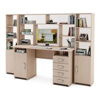 Уголок школьника Лайт-7 с надстройкой  (СТЛТ-1 + ПСЛТ-7-СН + СТЛТ-1)-Дуб-молочный