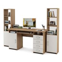 Уголок школьника Лайт-7К с надстройкой (СТЛТ-1 + ПСЛТ-7К-СН + СТЛТ-1)-Дуб-сонома/Белый