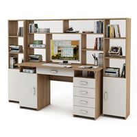 Уголок школьника Лайт-7Я с надстройкой (СТЛТ-1 + ПСЛТ-7Я-СН + СТЛТ-1)-Дуб-сонома/Белый