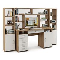 Уголок школьника Лайт-8Я с надстройкой (СТЛТ-1 + ПСЛТ-8Я-СН + СТЛТ-1)-Дуб-сонома/Белый