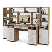 Уголок школьника Лайт-9Я с надстройкой (СТЛТ-1 + ПСЛТ-9Я-СН + СТЛТ-1)-Дуб-сонома/Белый