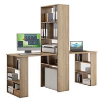 Стеллаж Феликс-4 + стол Феликс-5 + стол Феликс-5-Дуб-сонома