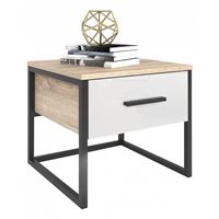 Тумбочка Эдмонтон T46 ( Тумба прикроватная ЭДМОНТОН Т46 ДУБ СОНОМА + БЕЛЫЙ)