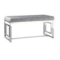 Банкетка-скамейка БРУКЛИН велюр серый сталь серебро