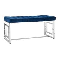 Банкетка-скамейка БРУКЛИН велюр синий сталь серебро