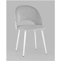 Стул Меган велюр светло-серый белые ножки