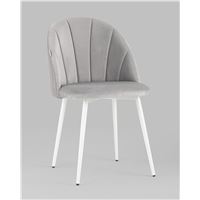 Стул Логан велюр светло-серый белые ножки