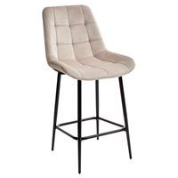 Полубарный стул ХОФМАН, цвет светло-бежевый B-02, велюр / черный каркас H=63cm М-City