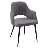 Стул FANTINE-LA СЕРЫЙ #27, велюр / черный каркас М-City