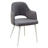 Стул FANTINE-LA СЕРЫЙ #27, велюр/ белый каркас М-City