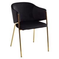 Стул DILL BLUVEL-19 BLACK, велюр/ золотой каркас, М-City