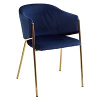 Стул DILL BLUVEL-86 NAVY BLUE, велюр/ золотой каркас, М-City