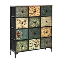 Комод Лунет 12 ящиков (каркас Черный/ящики Мульти зеленый)