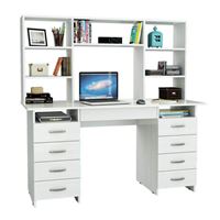 Стол компьютерный Милан-10Я, с ящиком и надставкой белый